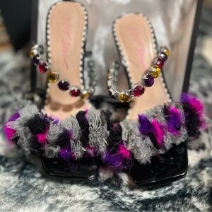 Betsey Johnson Black and Pink Embellished Heels